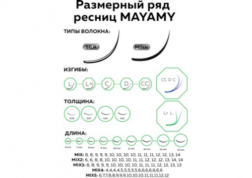 Ресницы MAYAMY Изгиб L+ отдельные длины фото 2
